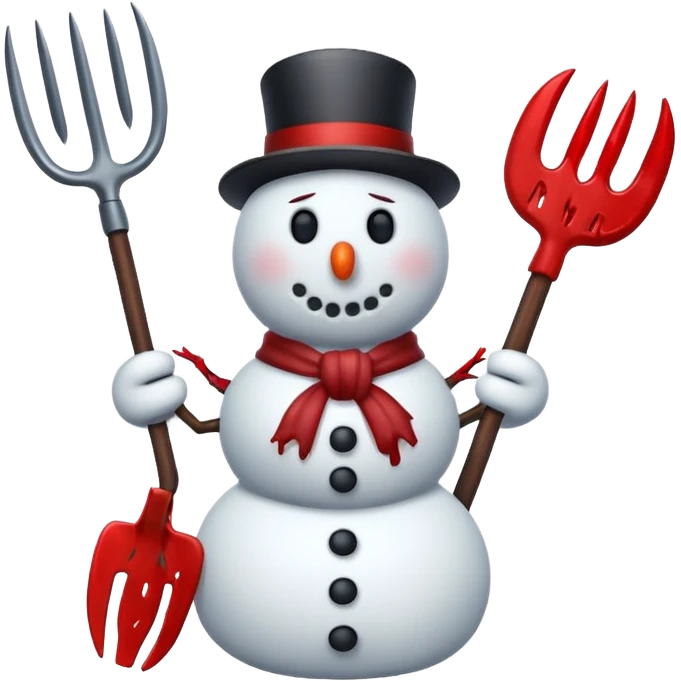 murderous snowman bloody pitchfork emoji