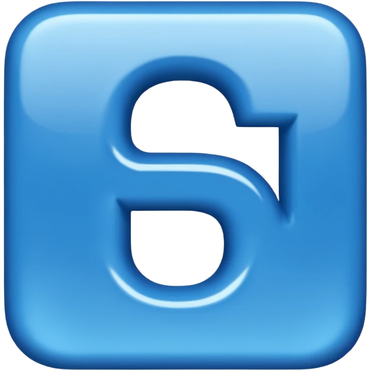 capital letter "G" printed in blue color square shape in center emoji