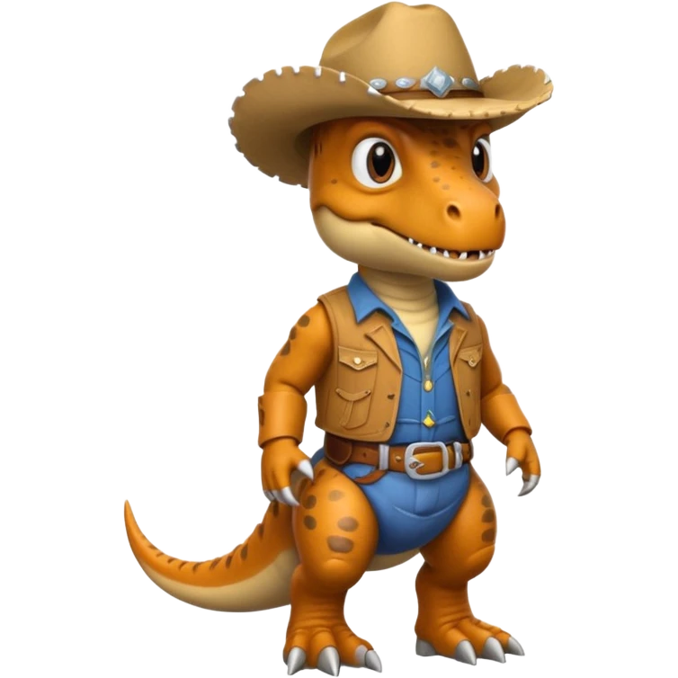 trex dinosaor with cowboy helmet with cowbot clothes emoji