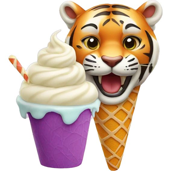 Tiger eating ice cream emoji