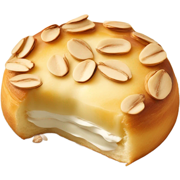 cromboloni with cream cheese on top and almond slice emoji