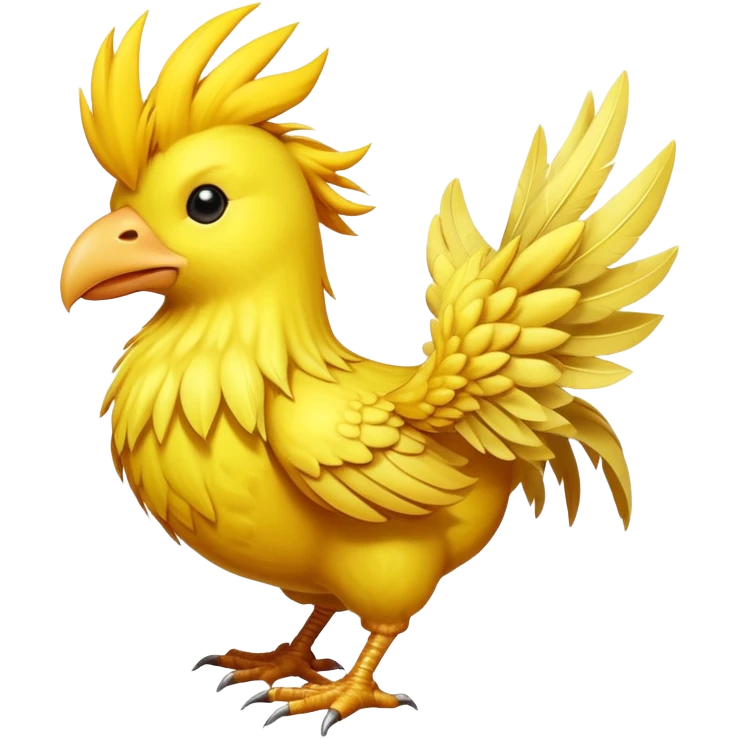 A classic yellow chocobo bird from Final Fantasy, large bird with small wings and long legs emoji