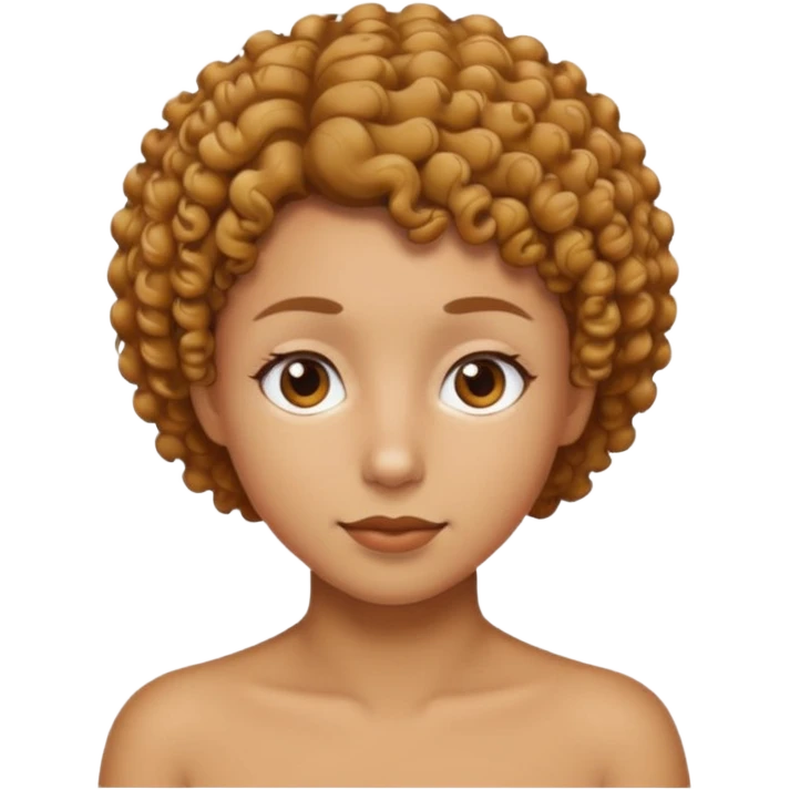 Uma personagem com o cabelo bem curto cacheado  emoji