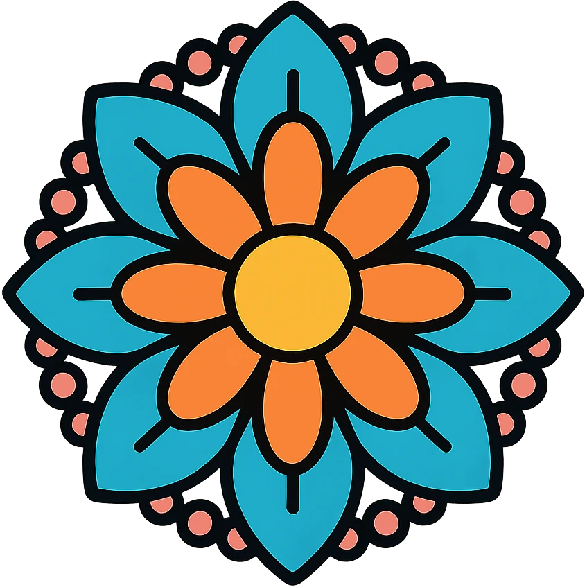mandala with floral and bead detailing emoji