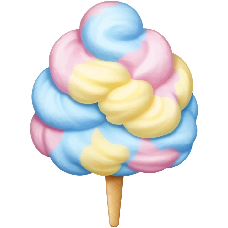 Pastels: Pink, blue, and yellow marbled cotton candy emoji