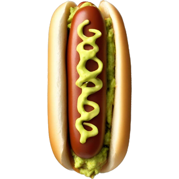 Sonoran mexican hot dog with guacamole sauce over with French fries emoji