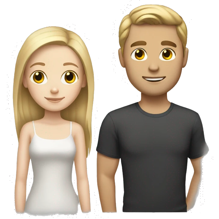 Brunette white girl with blond white man emoji