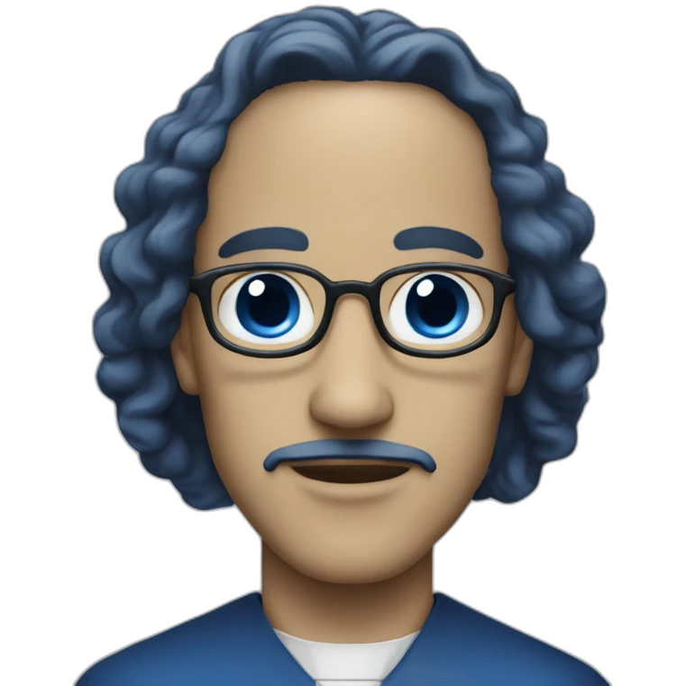 Clergyman with blue skin and dark blue long curly hair emoji