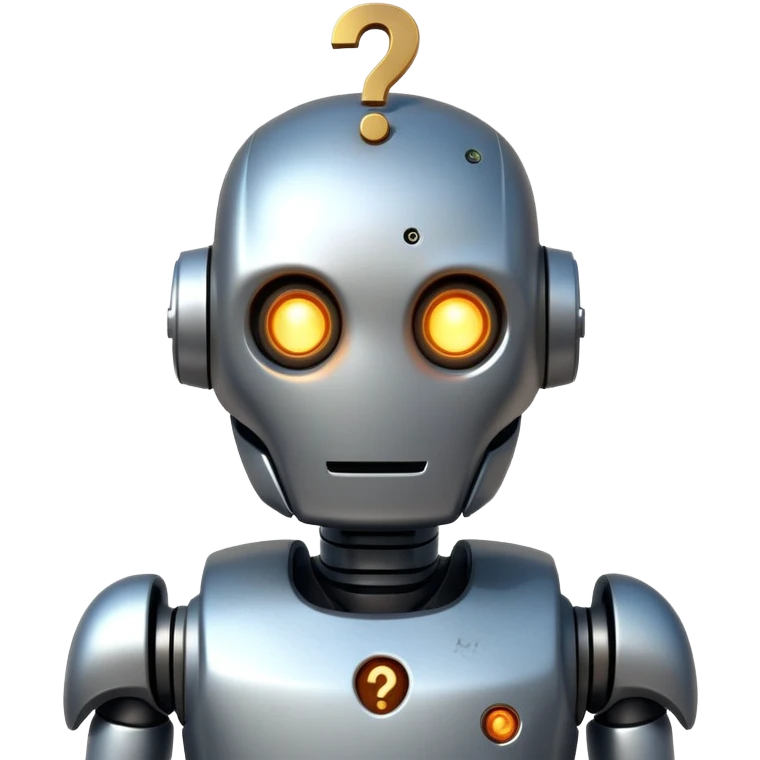 A robot cursing with a question earl above his head emoji