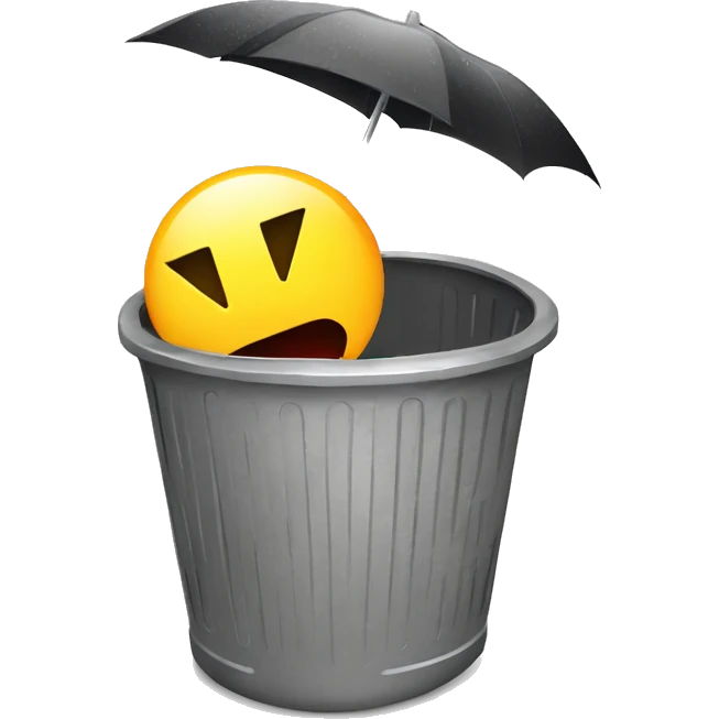 broken umbrella in trashcan vector emoji