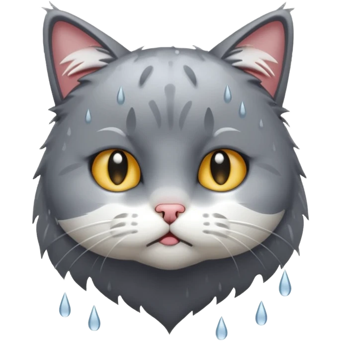 sad cat drenched in rain emoji