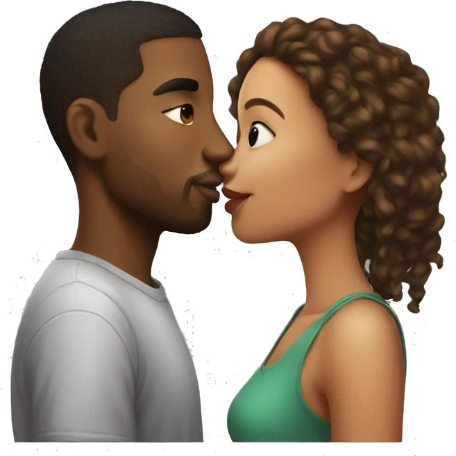 lightskinned boyfriend and girlfriend kissing emoji