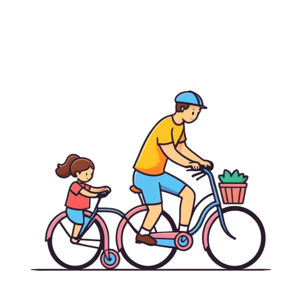 man and girl riding a bicycle together emoji