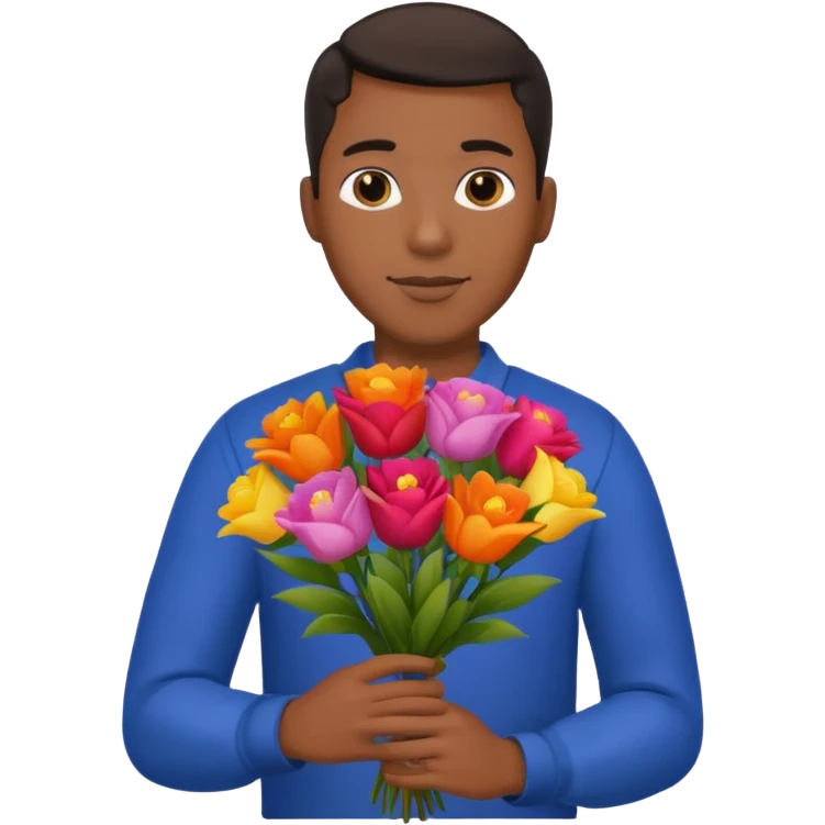 Black Male hand give a bogue of flowers emoji