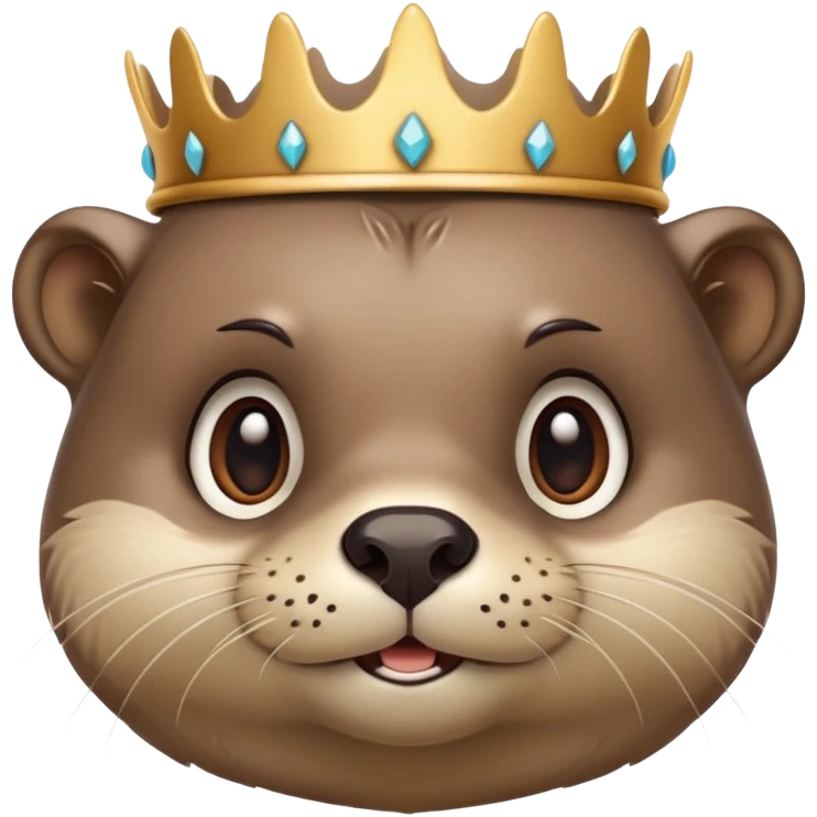 Cute confused otter face with a spine crown emoji