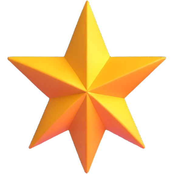 4-pointed star, three-dimensional, in a cartoon style, on a white background, bright colors, with a perspective composition, high saturation, prominent details, floating effect, lively atmosphere emoji