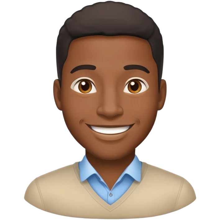 black man face with confident expression emoji
