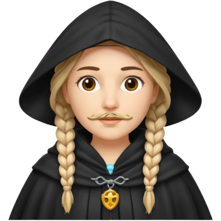 woman with braided hair , beard and cloak emoji
