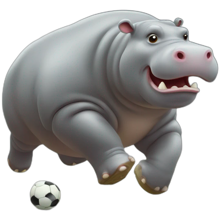 fat hippo as soccer player running emoji