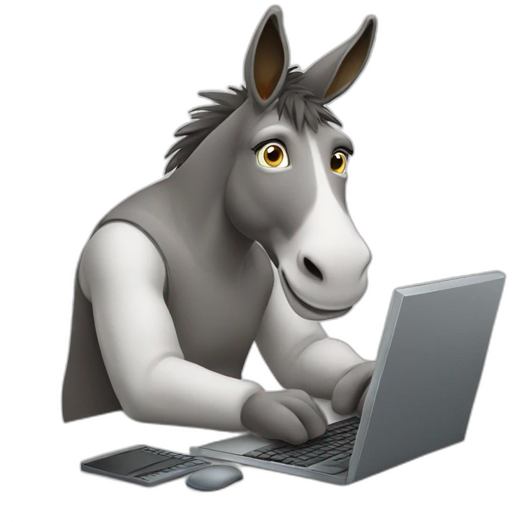The donkey is working on computer emoji