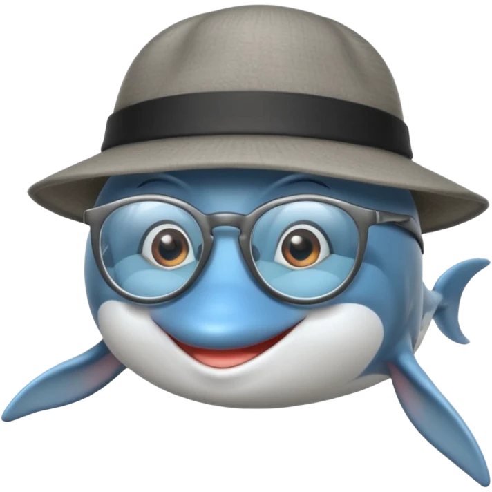 dolphin wearing glasses and a hat emoji