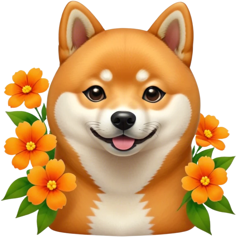 shiba inu with flowers emoji