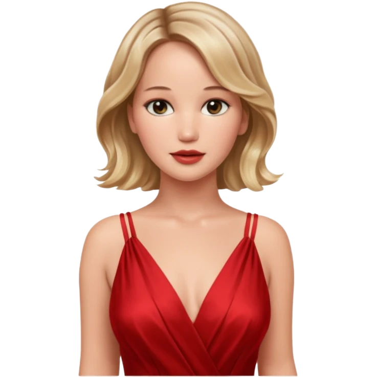 Jennifer Lawrence, in a red dress emoji
