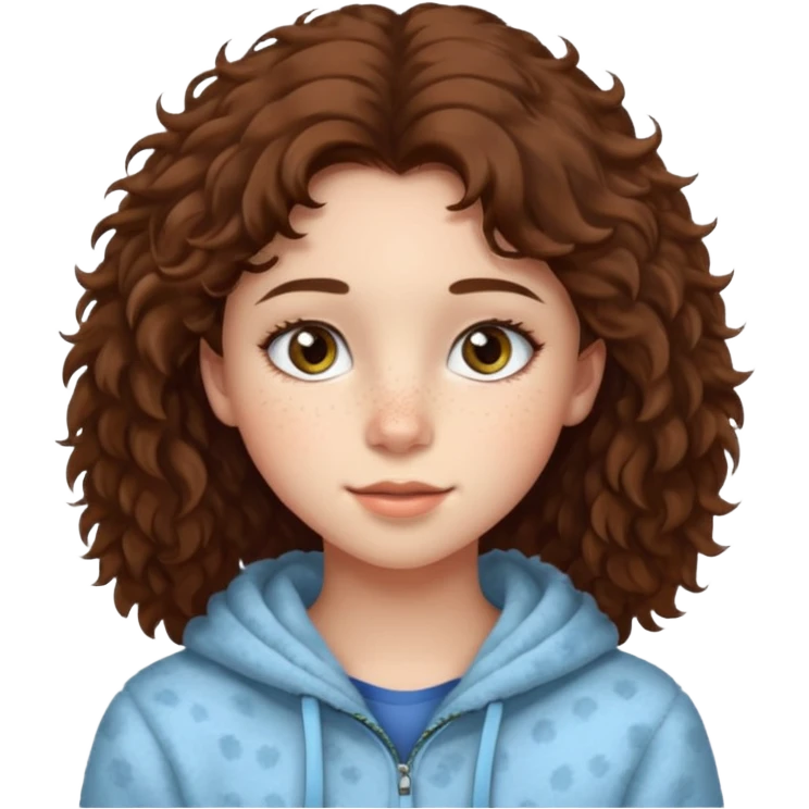 cute brunnete teen with fluffy hair light skin and freckles emoji
