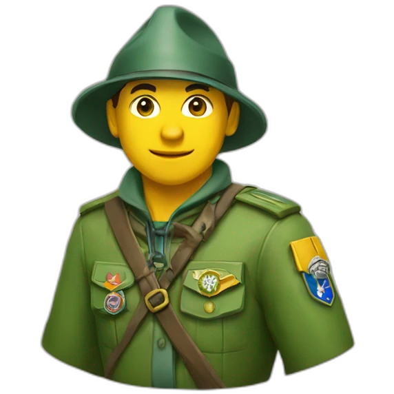scout d'europe avec un fouard jaune et vert emoji
