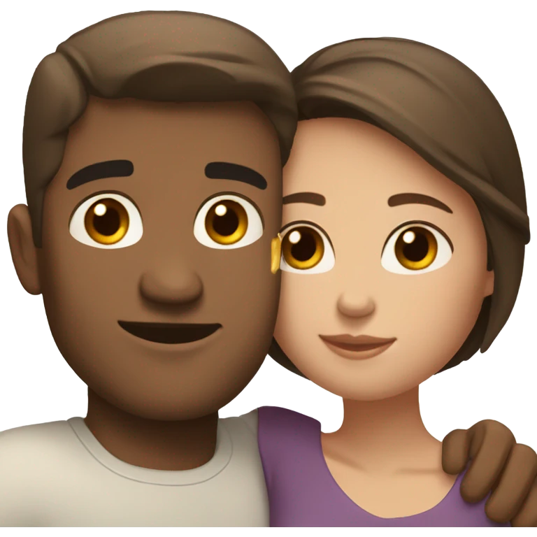 Dark haired white man hugging beautiful woman with light brown skin and short dark brown hair  emoji