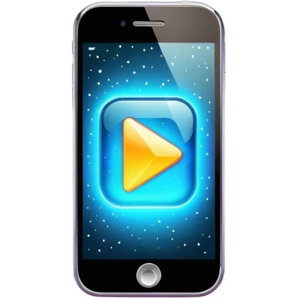 smartphone with a play button and sparkles emoji