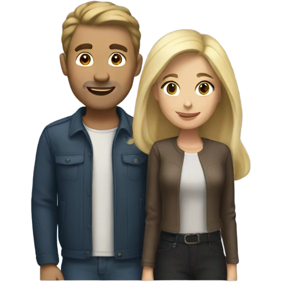 Brunette woman with blonde man emoji