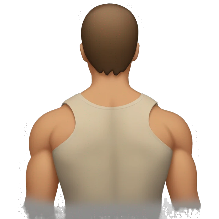 shoulders muscle back view, flat view, brown hair emoji