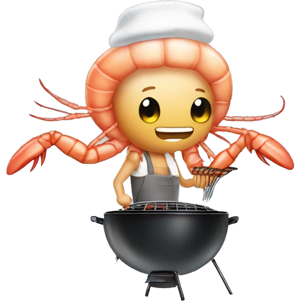 shrimp who is a gamer grilling and has anime hair emoji