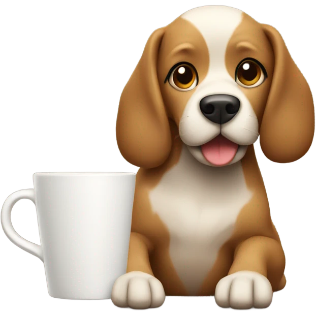 Dog with coffie emoji