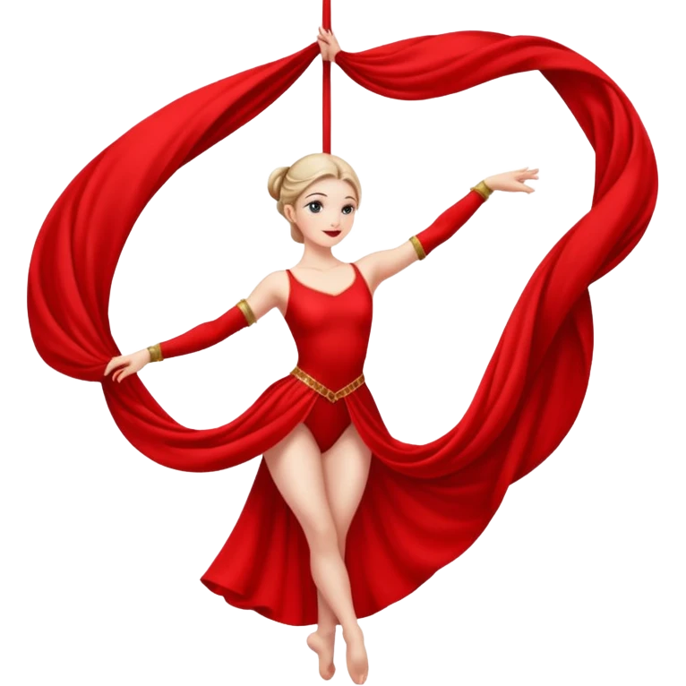 Emoji de una mujer bailarina de danza aerea en telas emoji