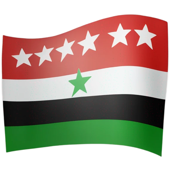 Free Syrian flag (green top, white middle with 3 red stars, black bottom emoji