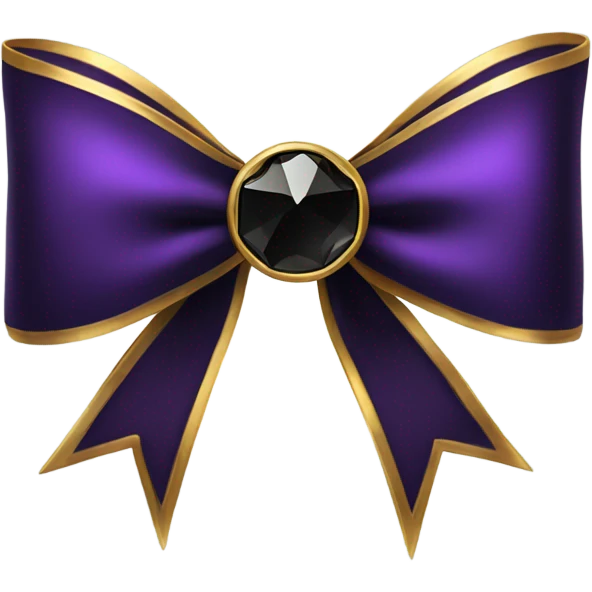 Dark purple bow with small gold plated dark black gem on the bow middle goth bow emoji