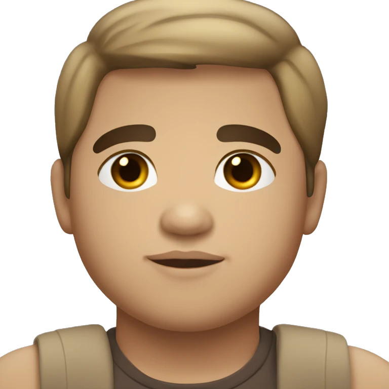 Chubby Hispanic boy with light skin dark brown straight hair and brown eyes very tall emoji