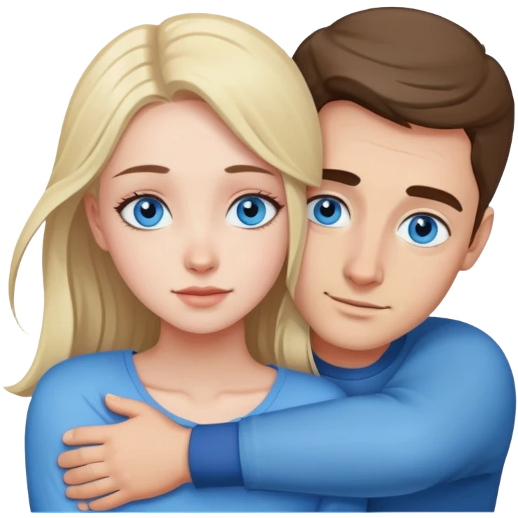 мужчина обнимает молодую девушку с голубыми глазами emoji