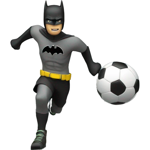 a guy playing soccer on a mountain with batman emoji