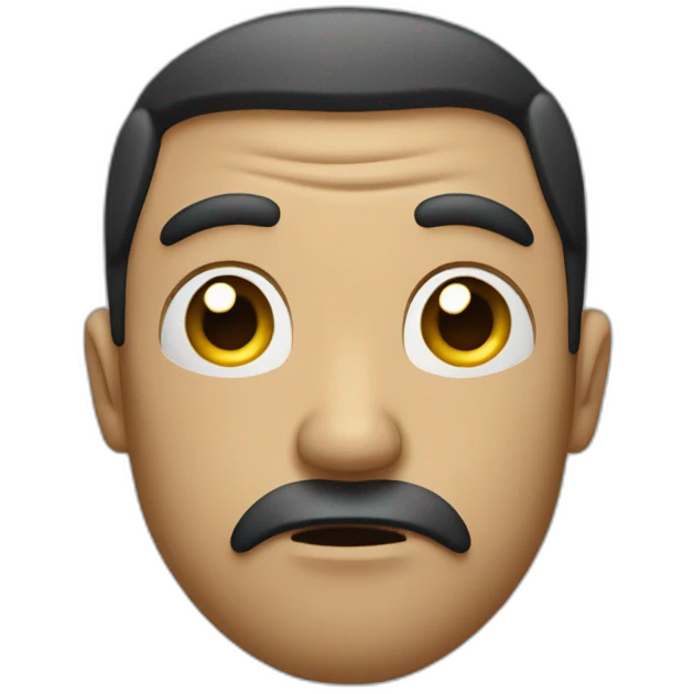 A man with a sad face and downcast eyes, frustration and a slight sigh of disappointment emoji