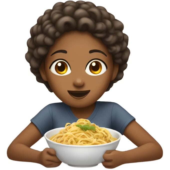 Brown girl eating noodles  emoji