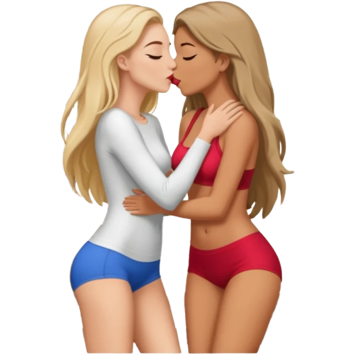 a girl, big butt, white, on her porch, having sex with another girl, no pants, kissing emoji