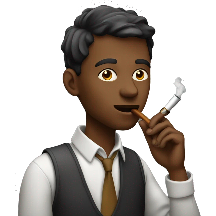 young man smoking a pipe emoji