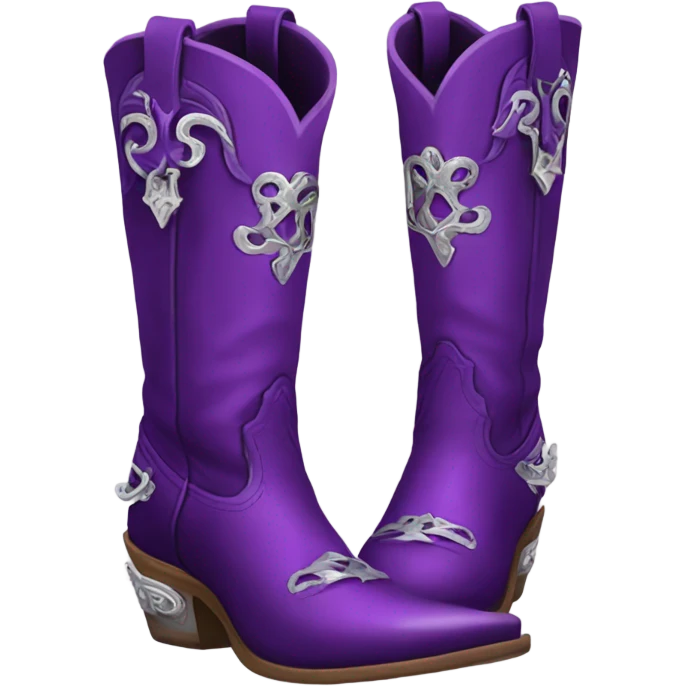 a pair of purple and silver cowgirl boots emoji