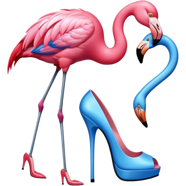 Blue flamingo with high heels emoji