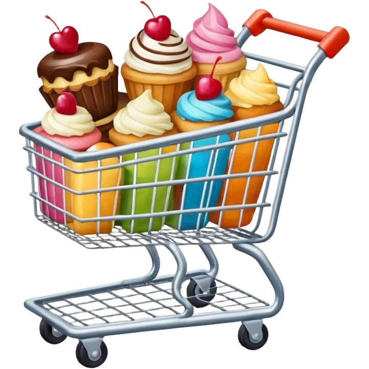 shopping cart with desserts emoji
