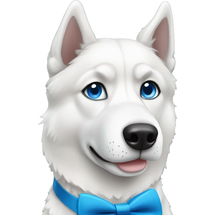 Black and white husky with blue eyes wearing a bow tie emoji