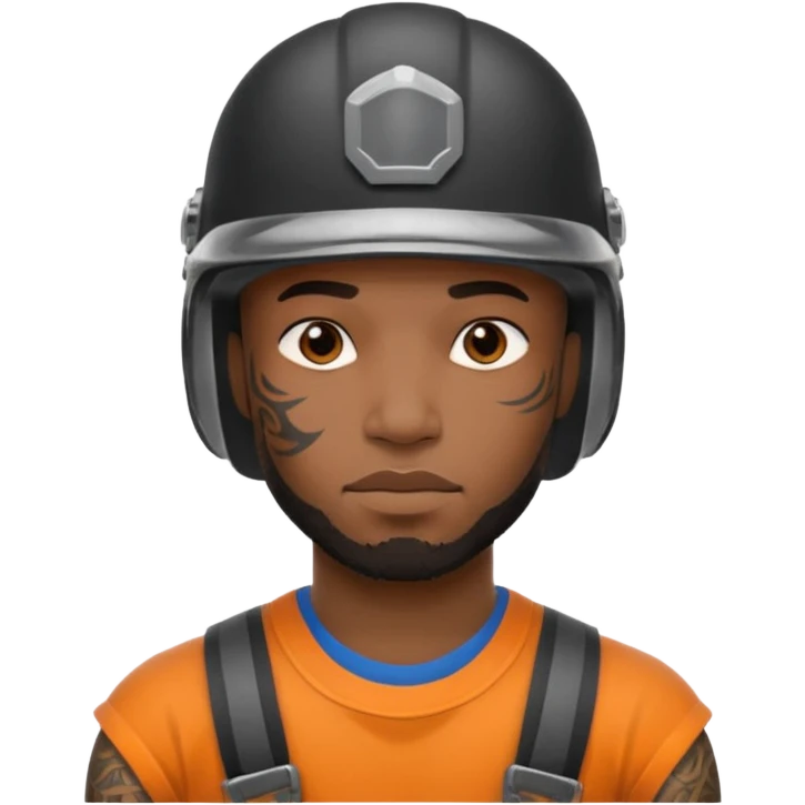 tattooed black man in helmets emoji